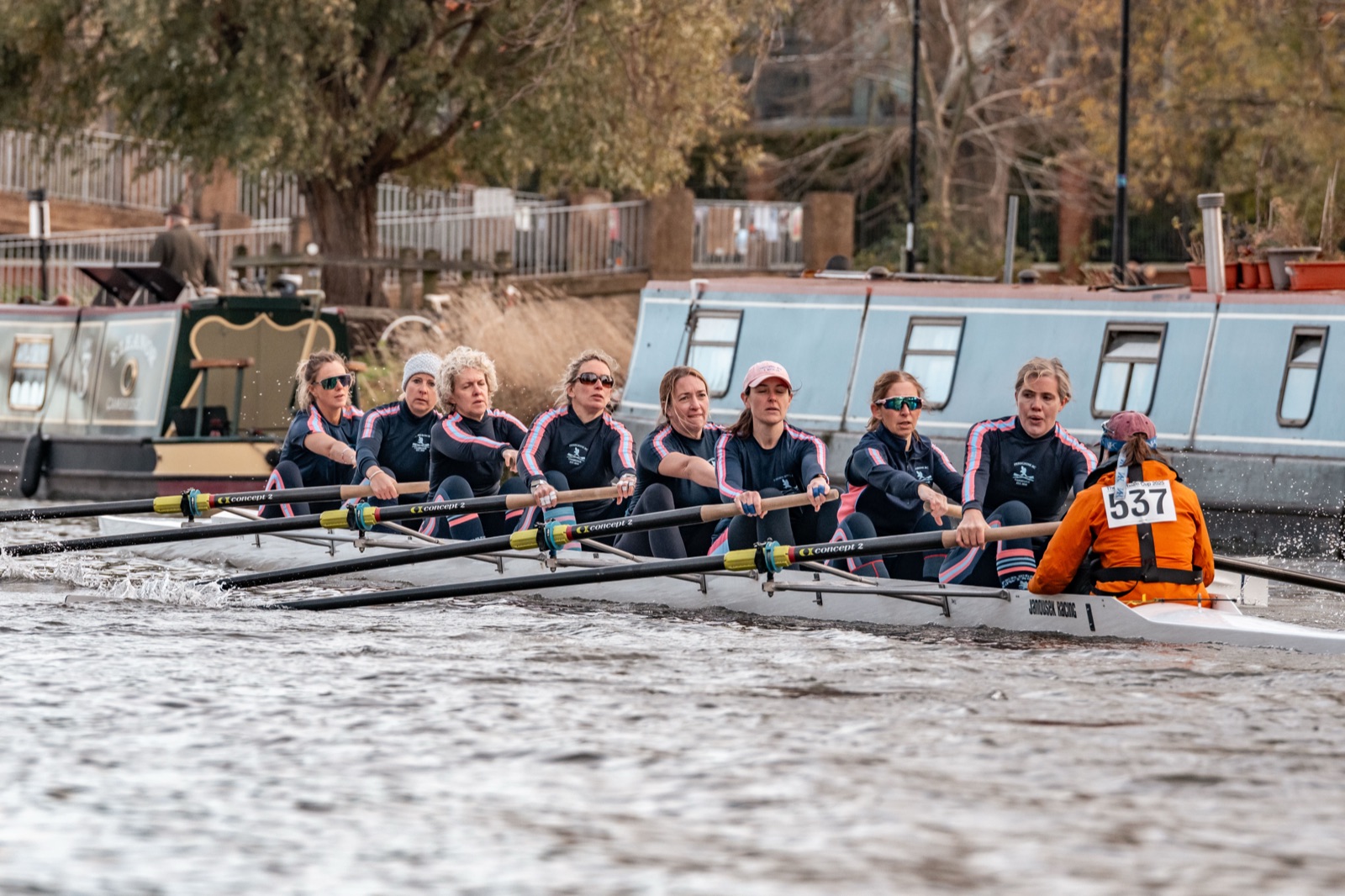 Peregrine Rowing Club team together on the water